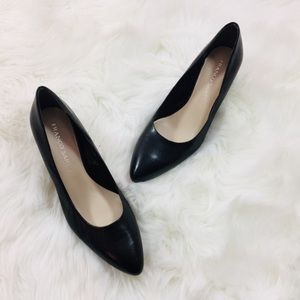 Franco Sarto Black Leather Rounded Point High Heel
